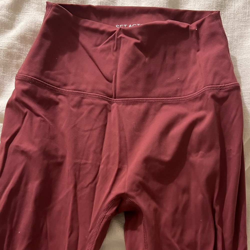 Set Active Maroon Sportsbody Workout Leggings